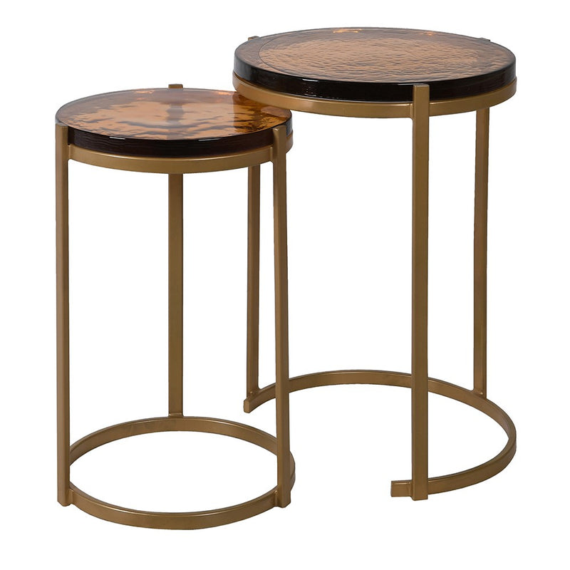 Set of 2 Amber Round Side Tables