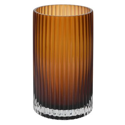 Large Amber Fluted Glass Vase