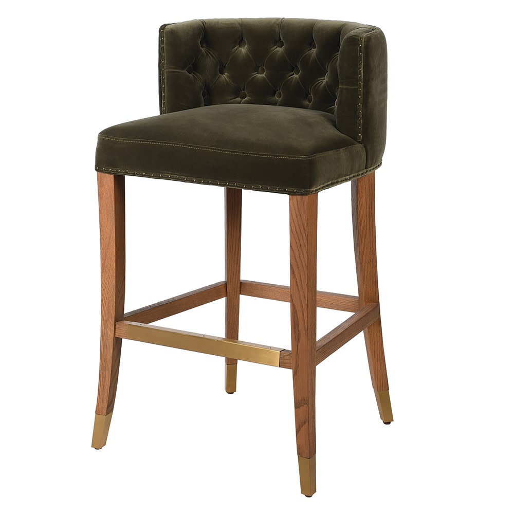 Olive Stool Olive Green Velvet Buttoned Bar Stool – Zoohause