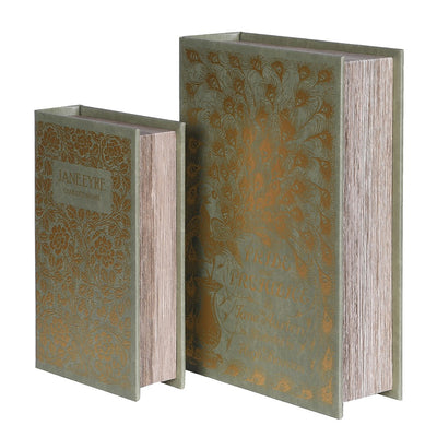 S/2 Green & Gold Classics Book Boxes