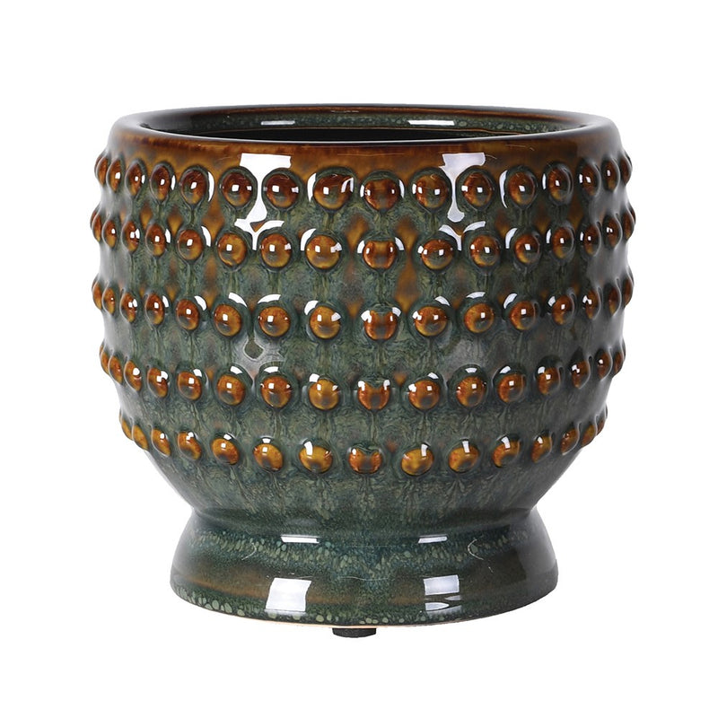 Teal Bobble Reactive Glaze Ceramic Pot