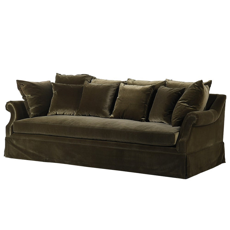 Olive Velvet 3 Seater Sofa