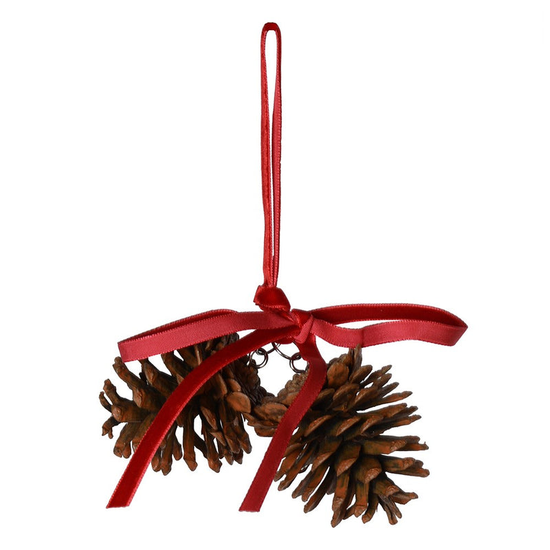 Pinecone Decoration With Red Bow