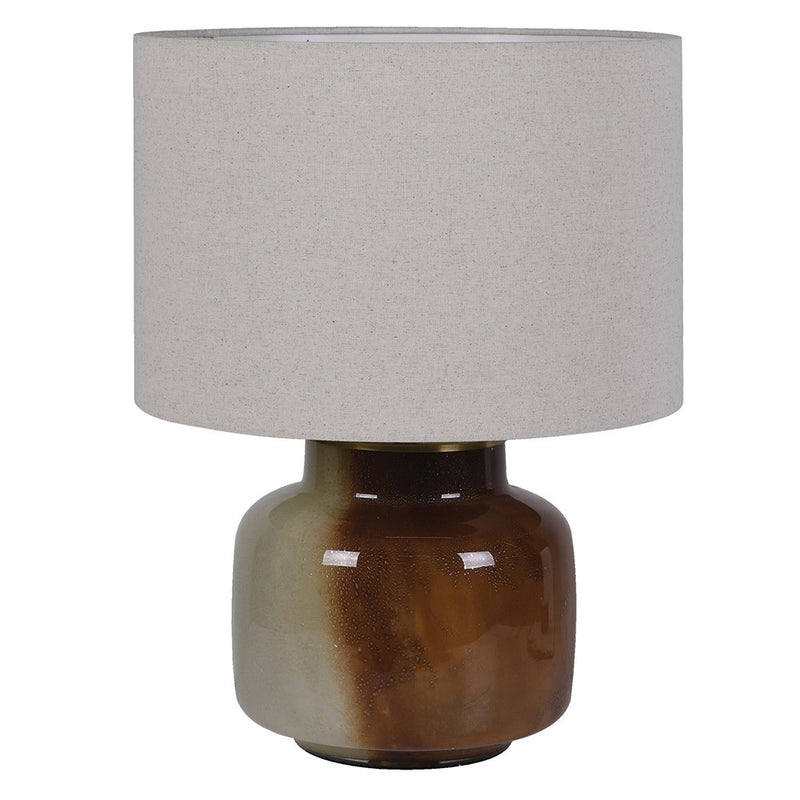 Brown & Cream Bubble Table Lamp W/Linen Shade