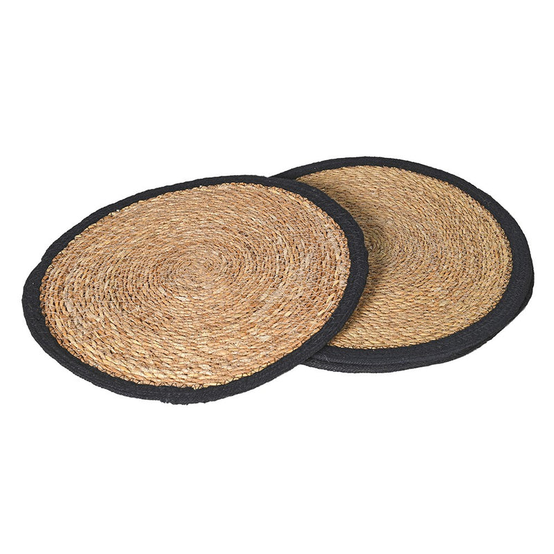 Black & Seagrass Round Placemat