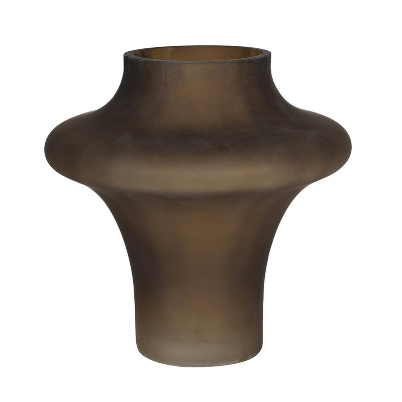 Dark Brown Glass Sculptured Vase