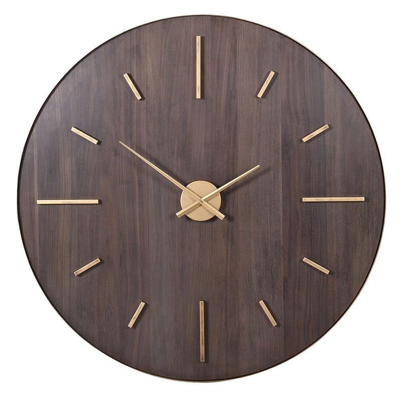 Dark Wood & Gold Wall Clock
