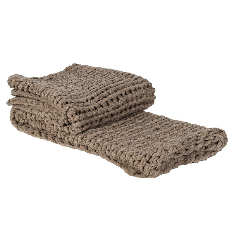 Mocha Chunky Knit Throw