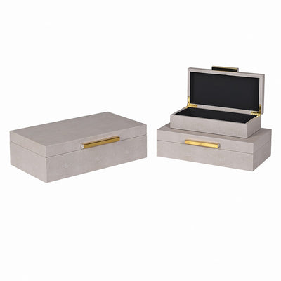 S/3 Faux Shagreen Taupe Boxes