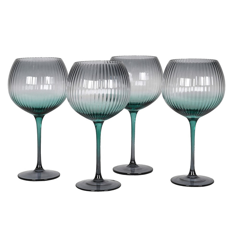 Emerald Ribbed Gin Glass