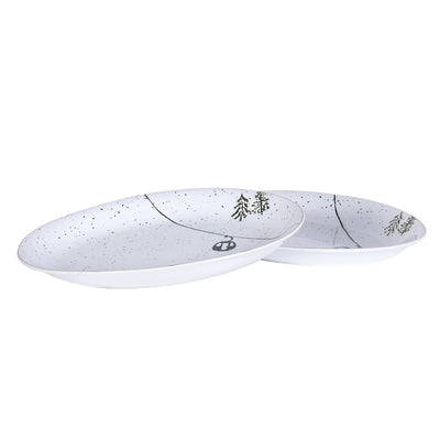 White & Black Speckled Ski Lift Large Plate
