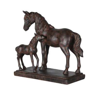Bronze Effect Distressed Mare & Foal Ornament