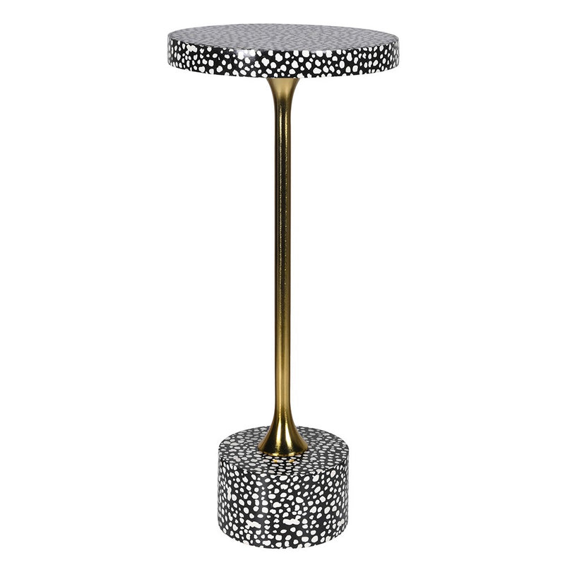 Monochrome Dotty & Gold Round Patterned Side Table