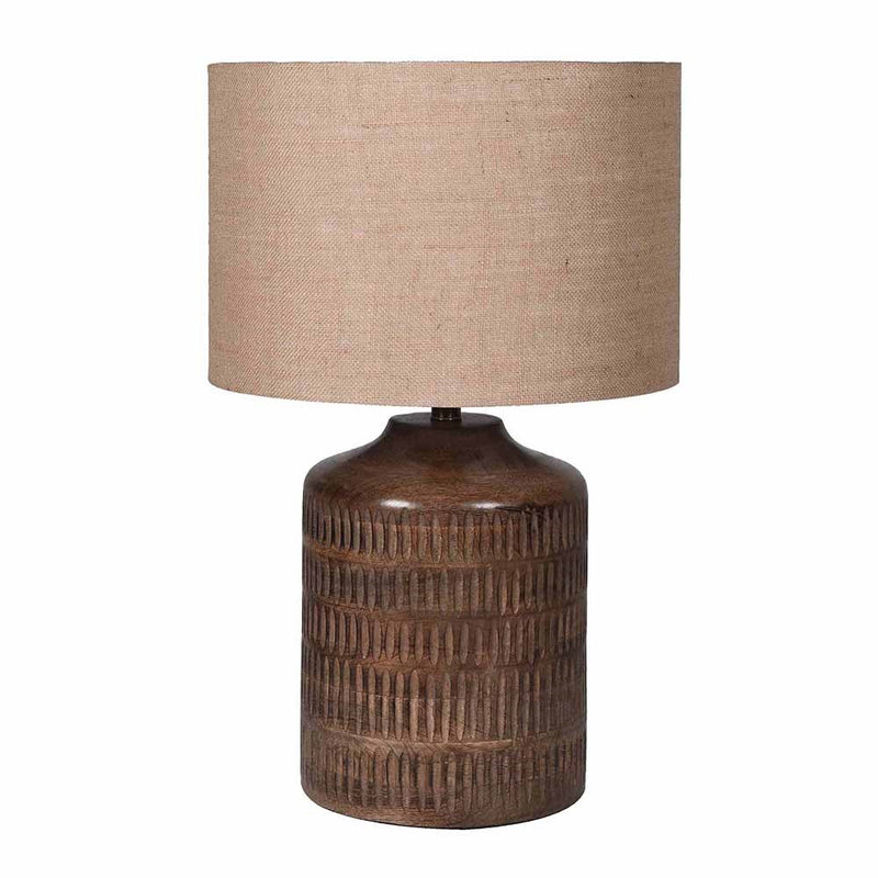 Ridged Wood Table Lamp