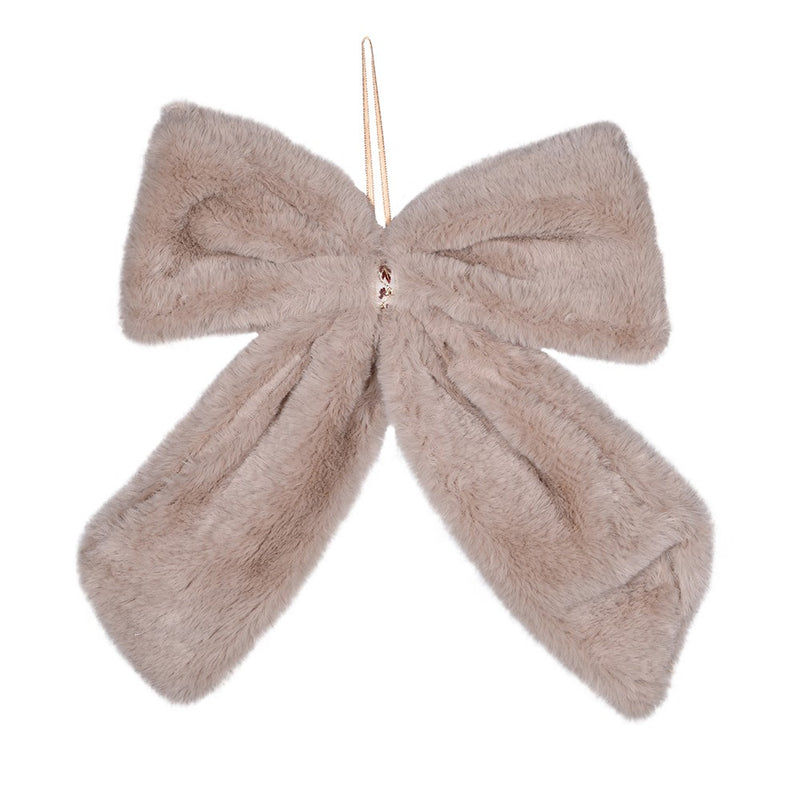 Taupe Faux Fur Bow