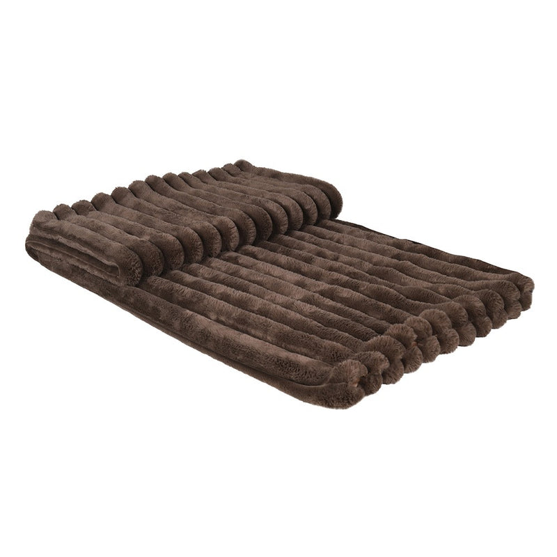 Chocolate Ribbed Faux Fur Throw