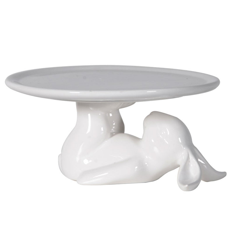 White Ceramic Rabbit Cake Stand