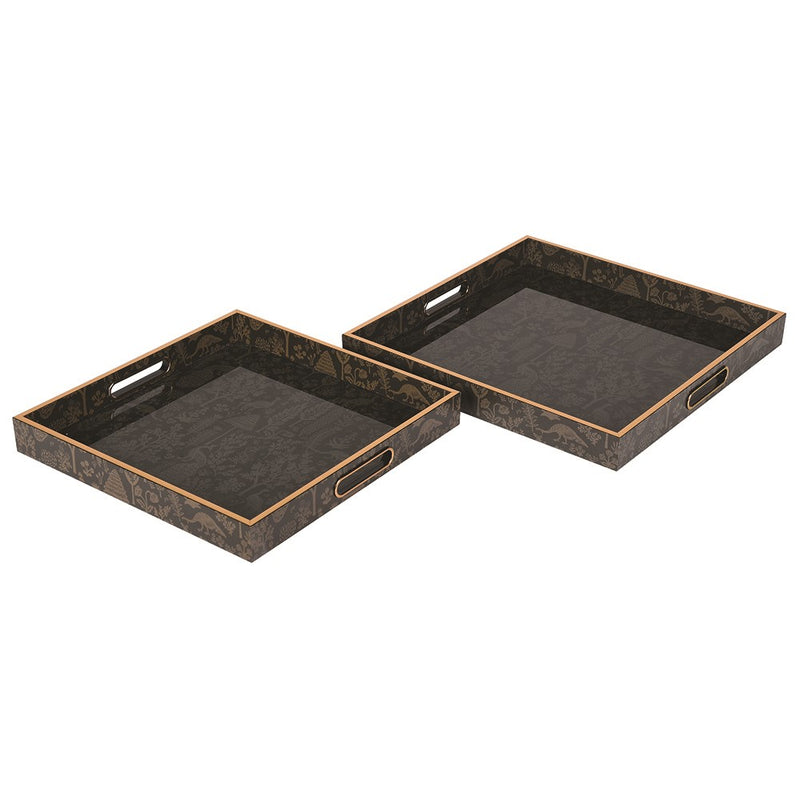 S/2 Olive Classical Garden Pattern Trays