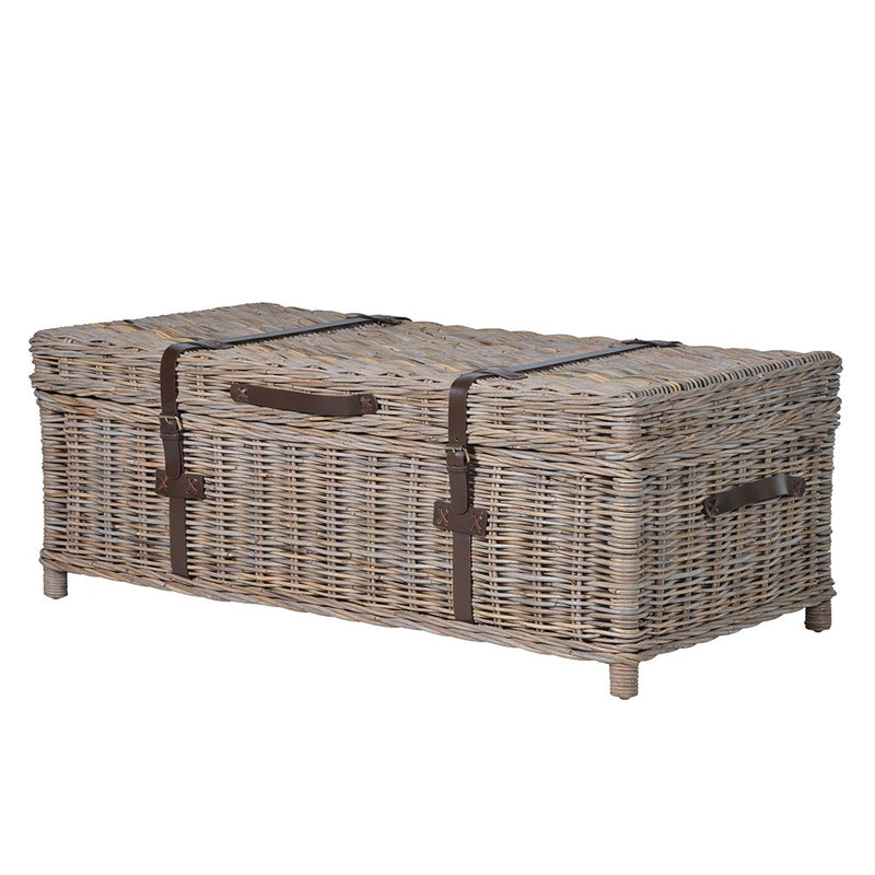 Rattan & Leather Trunk Coffee Table