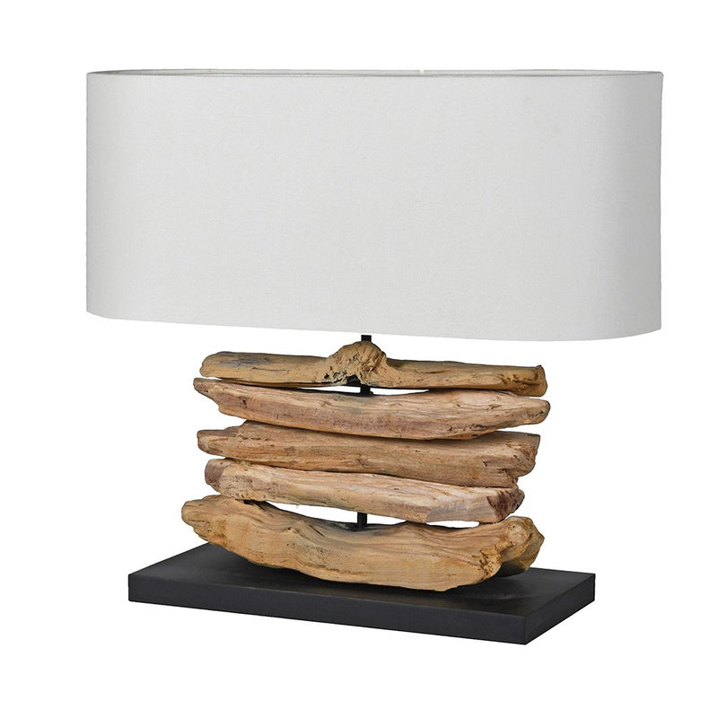 Driftwood Table Lamp W/Linen Shade