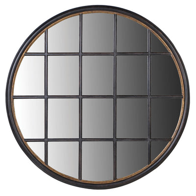 Black Circular Grid Mirror