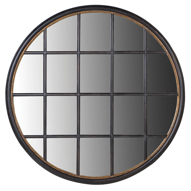 Black Circular Grid Mirror