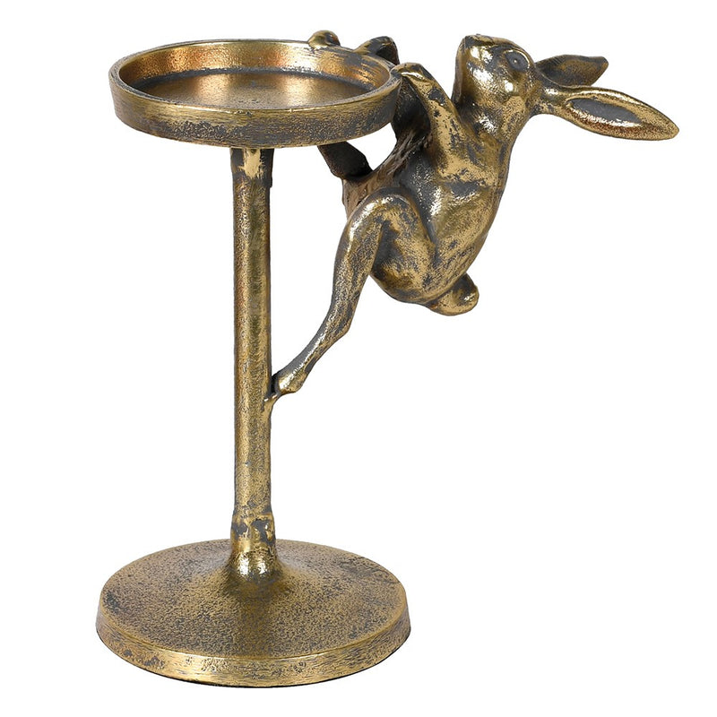 Antique Brass Effect Rabbit Candle Holder