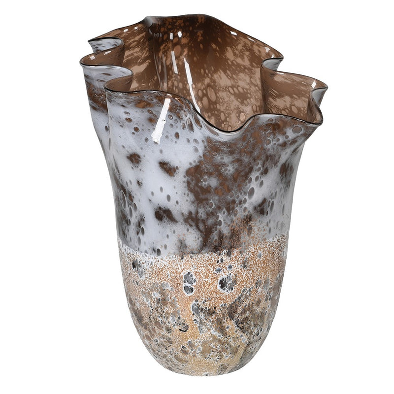 Mottled Brown Handkerchief Glass Vase