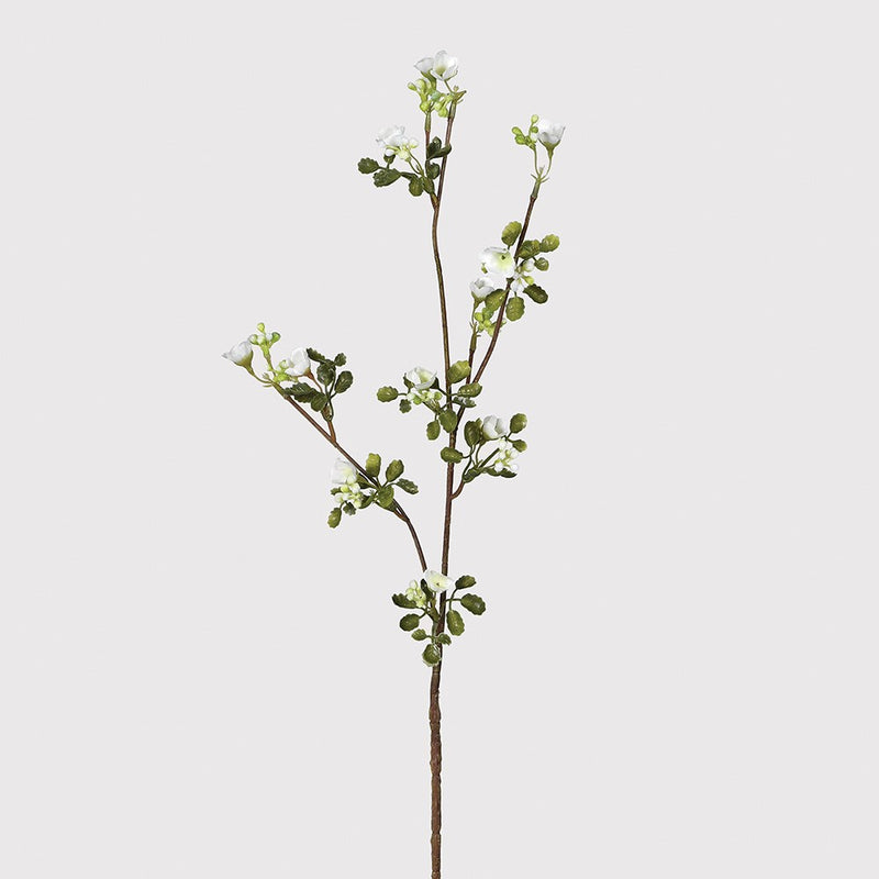 Mini White Flowers Stem With Leaves