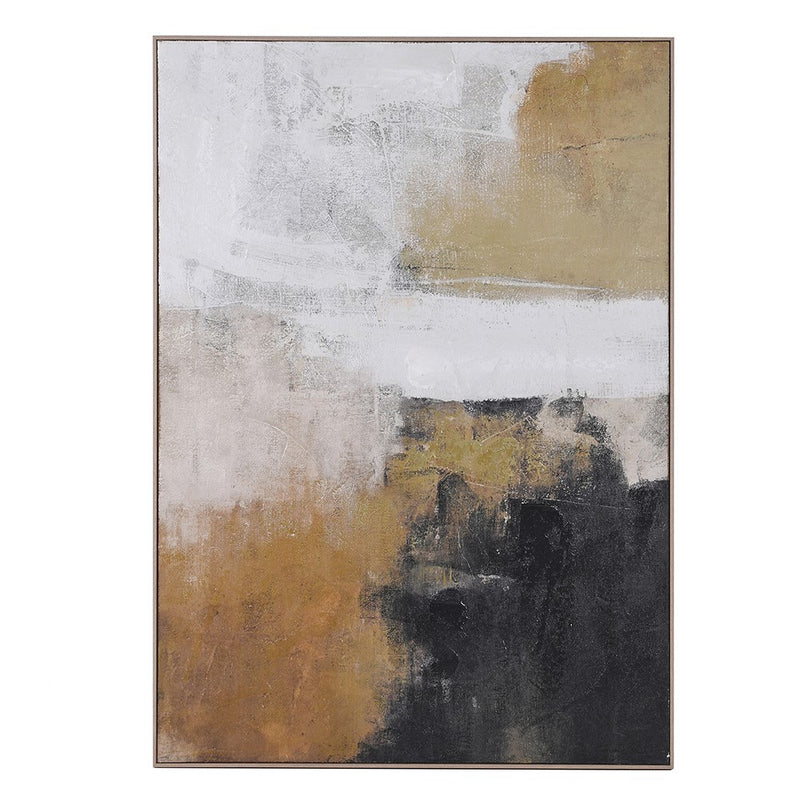 Gold, White & Black Textured Canvas
