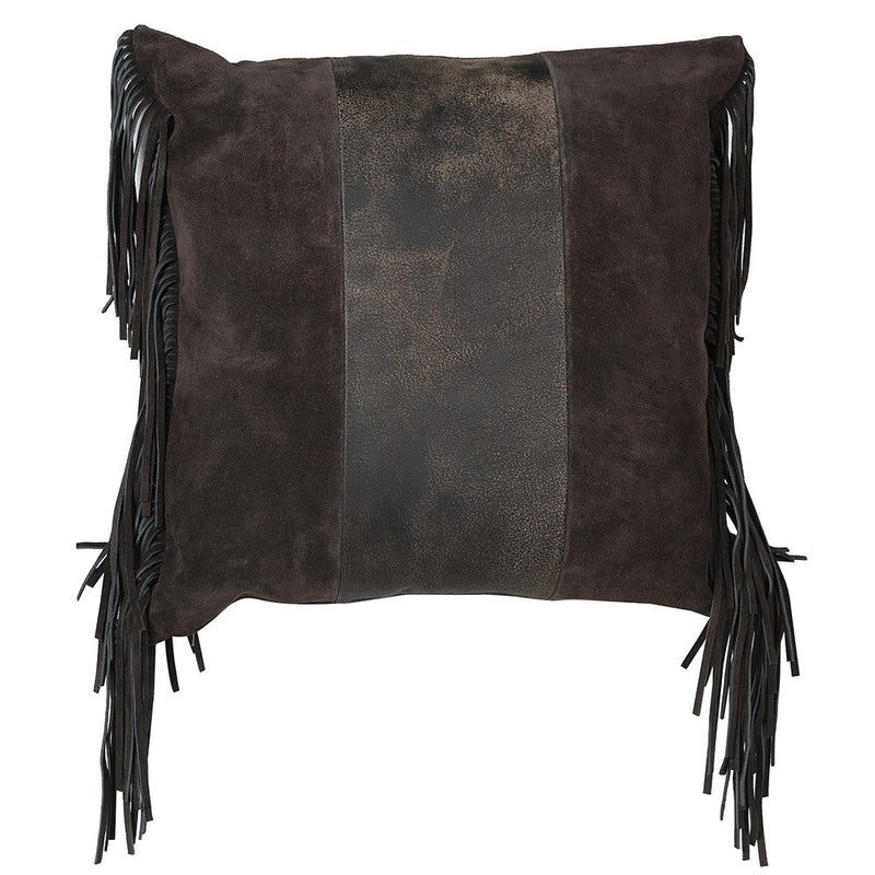 45x45cm Brown Leather Suede Fringe Cushion