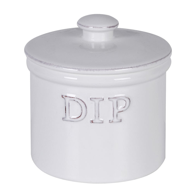 Distressed White Lidded Dip Jar
