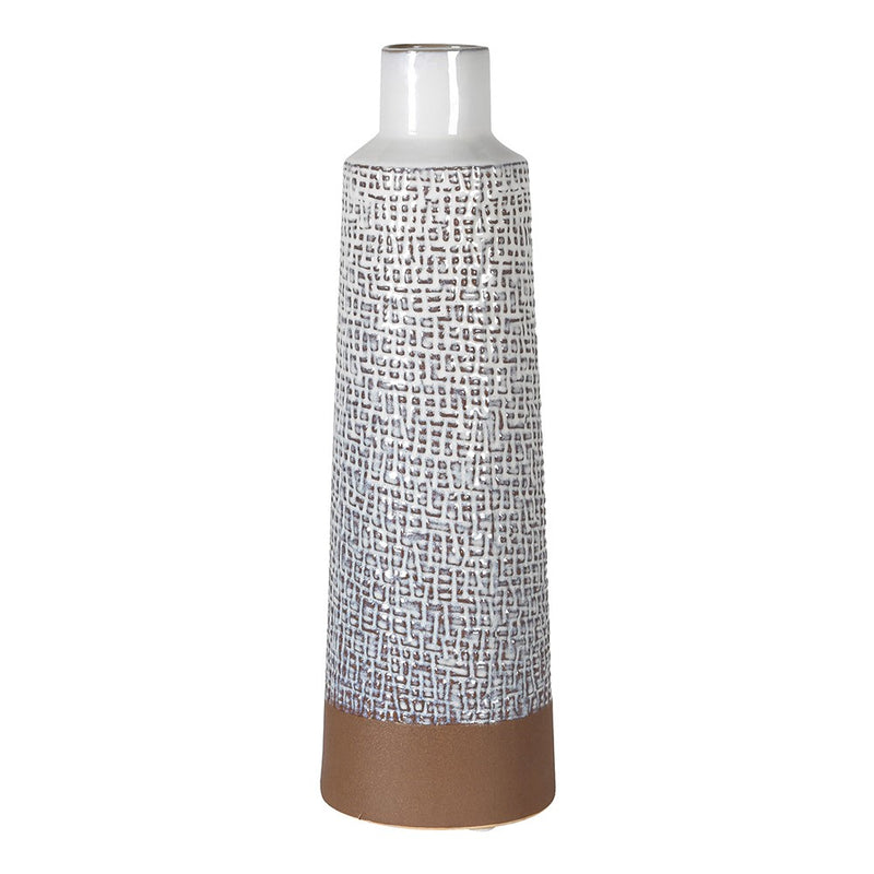 White Aztec Tall Vase