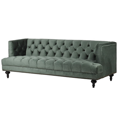 Sage Green Buttoned Sofa