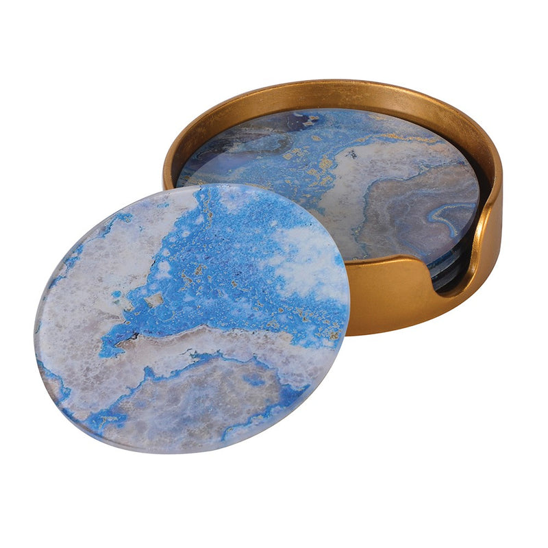 Set of 4 Blue Marble Effect Coasters