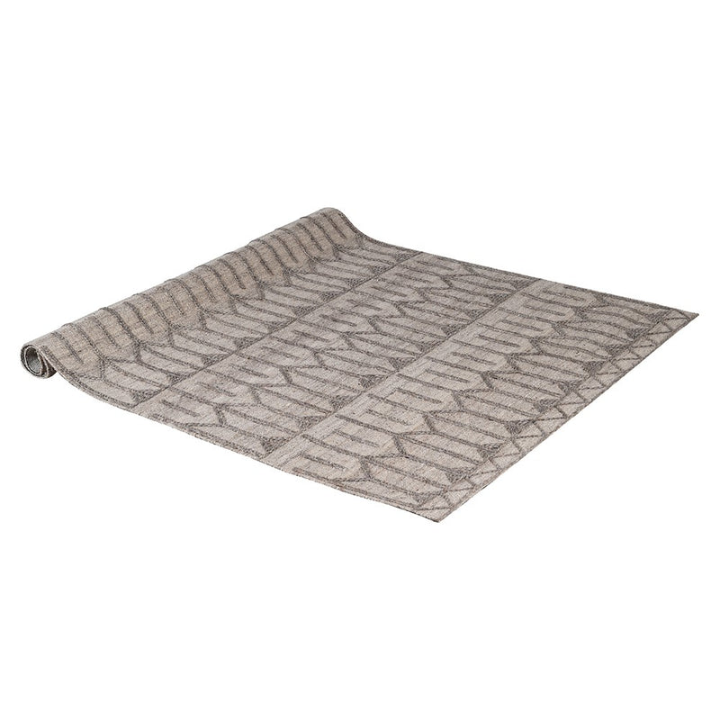 Neutral Geometric Wool Rug 152x210cm