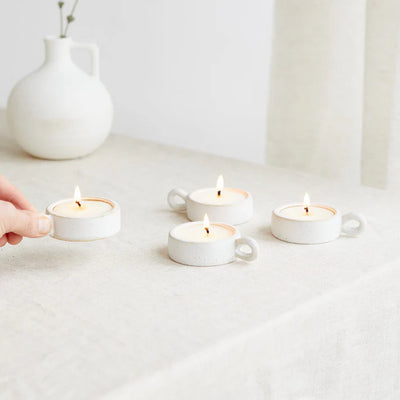 S/4 Scandi Tealights Charcoal & Matcha
