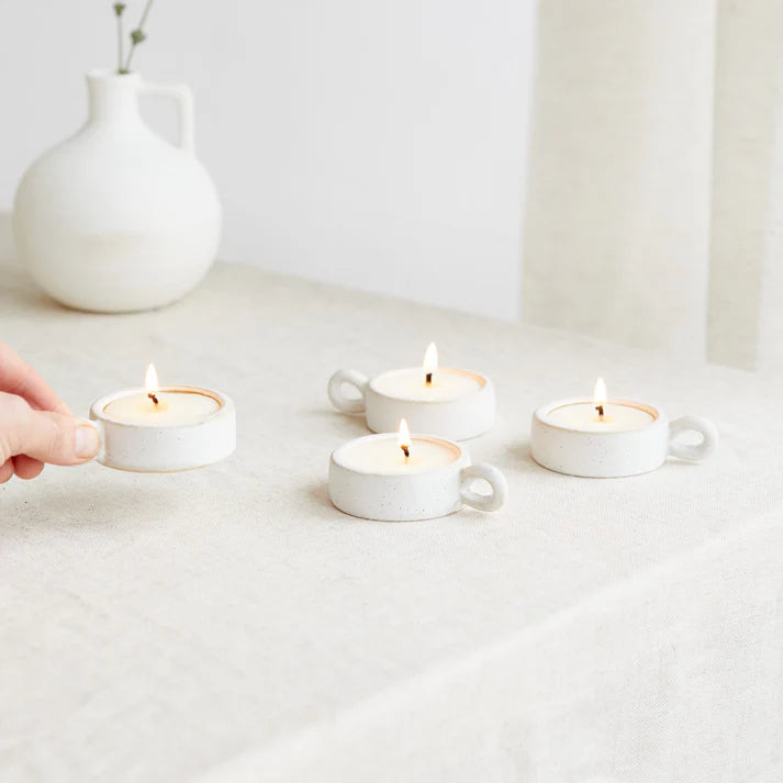 S/4 Scandi Tealights Charcoal & Matcha