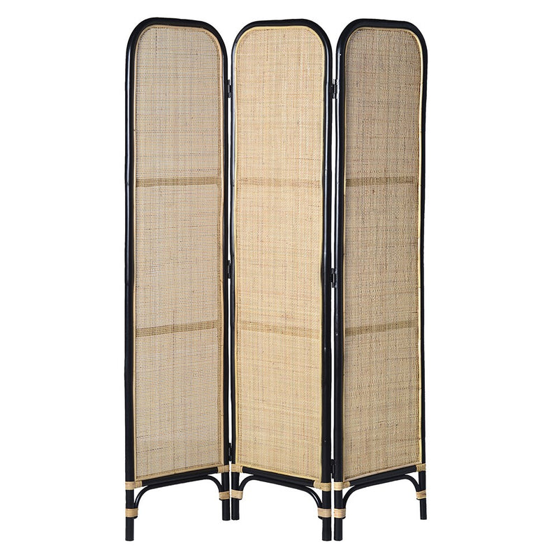 Black Natural Rattan Screen