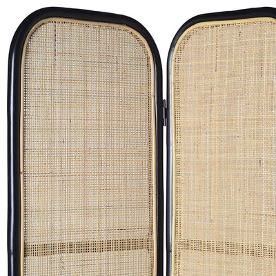 Black Natural Rattan Screen