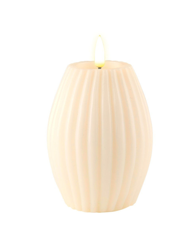 10cm LED Ribbed Candle