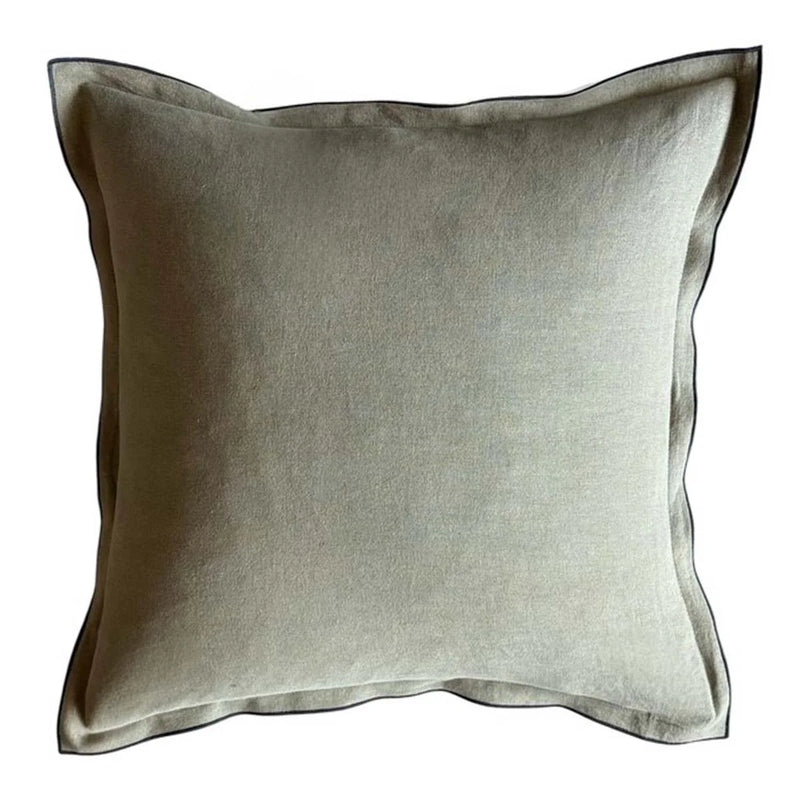 Olive/Black Linen Mix Cushion 50x50cm