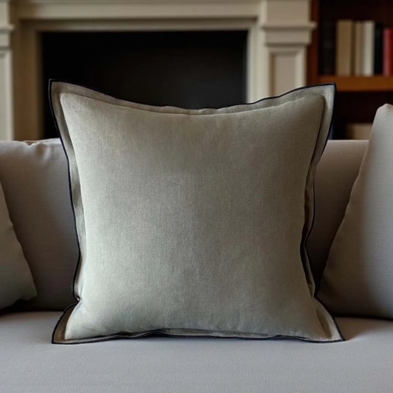 Olive/Black Linen Mix Cushion 50x50cm