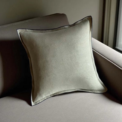 Olive/Black Linen Mix Cushion 50x50cm