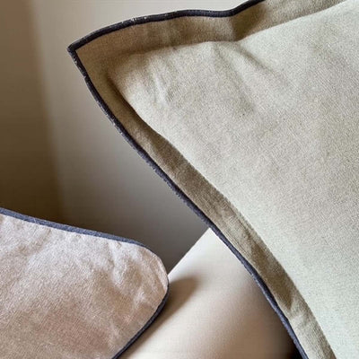 Olive/Black Linen Mix Cushion 50x50cm