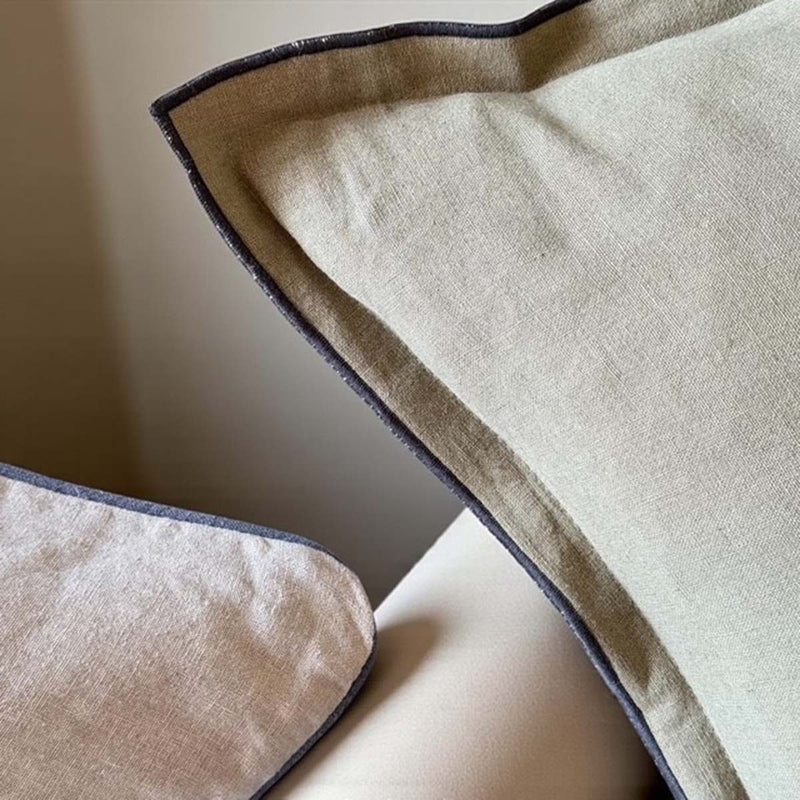 Olive/Black Linen Mix Cushion 50x50cm