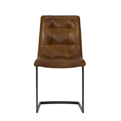 Brown Leather Quilted Dining Chair