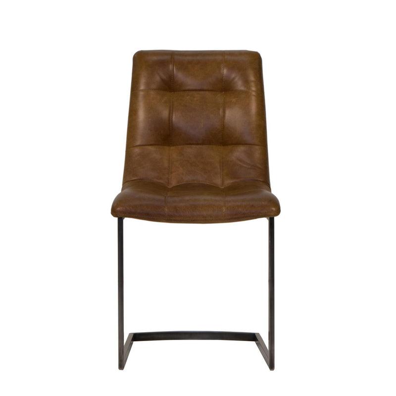 Brown Leather Quilted Dining Chair