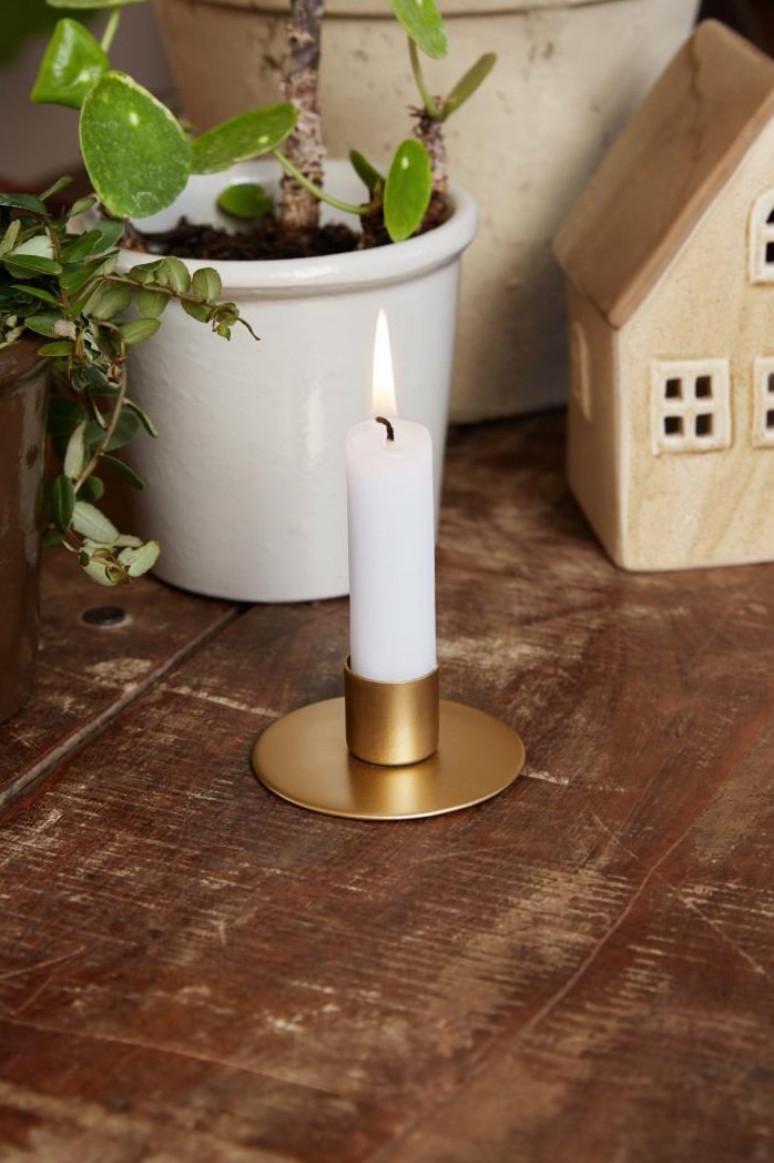 Gold Effect Simple Candle Holder