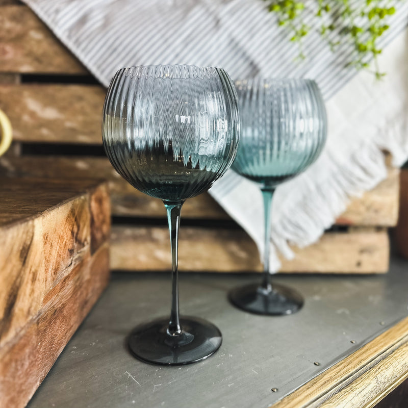 Emerald Ribbed Gin Glass